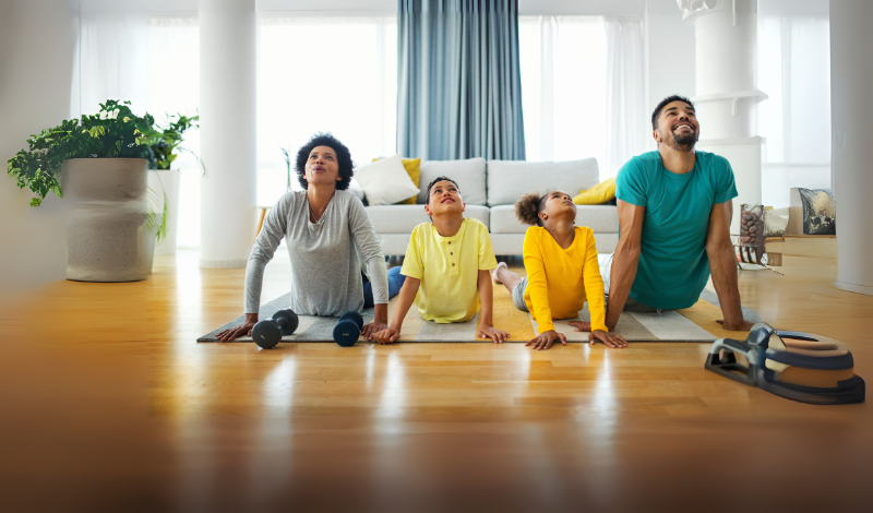yoga with family in image 